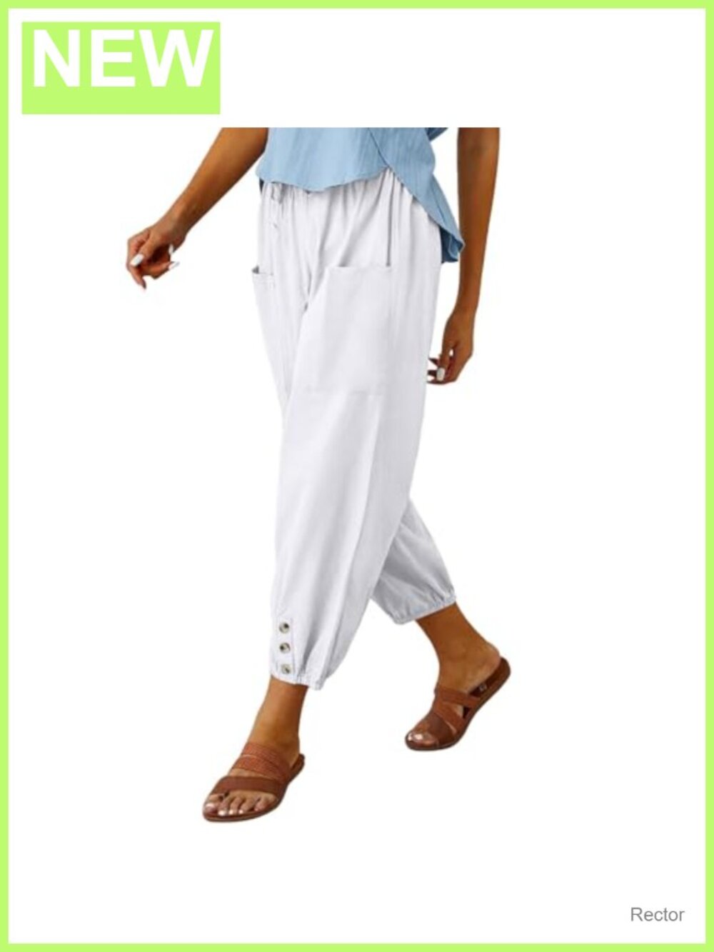 Women's Capri Pants Loose Harem Cotton Tapered Elastic Waist Lounge Pants